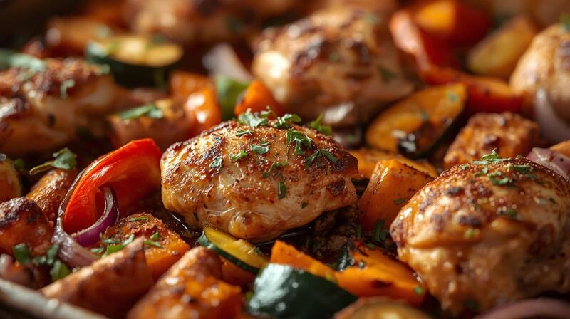 Spiced Sheet Pan Moroccan Chicken And Vegetables