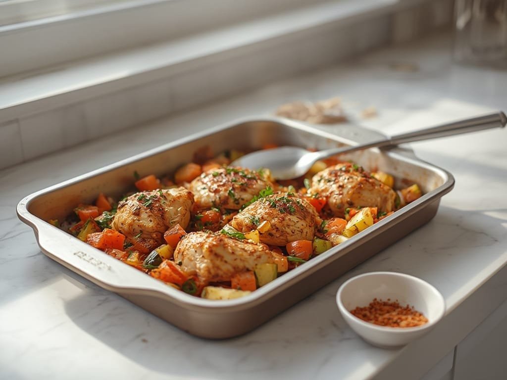 sheet pan Moroccan chicken and vegetables steps 1