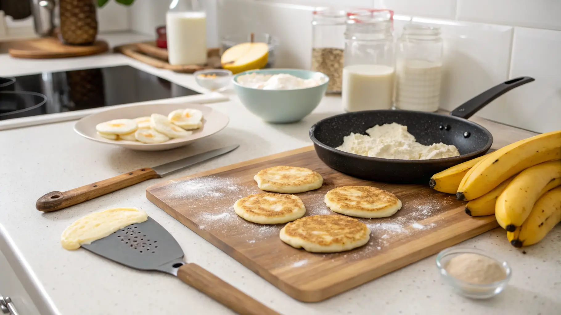 banana cottage cheese pancakes steps 1